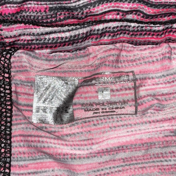 RBX Black Pink Trim Running Shorts with Built-In Striped Tights | Large - Picture 5 of 7